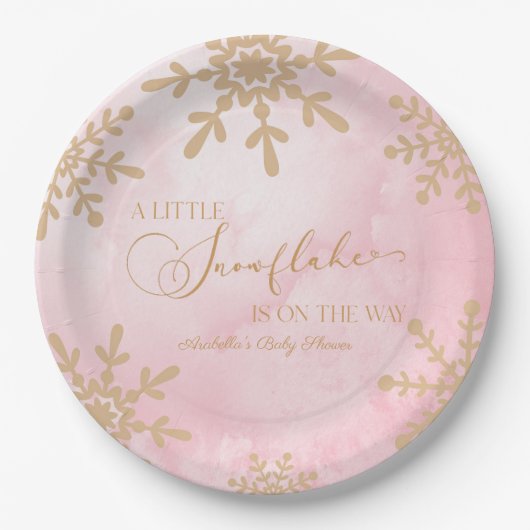 Eine kleine Snowflake Winter Wonderland Baby Dusch Pappteller (Vorderseite)