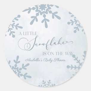Eine kleine Snowflake Winter Wonderland Baby Dusch Runder Aufkleber