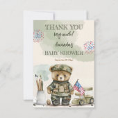 Eine kleine Soldat Junge Teddy Bear Babydusche Dankeskarte (Vorderseite)