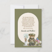 Eine kleine Soldat Junge Teddy Bear Babydusche Dankeskarte (Rückseite)