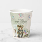 Eine kleine Soldat Junge Teddy Bear Babydusche Pappbecher (Rückseite)