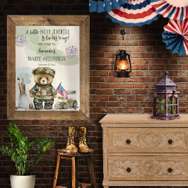 Eine kleine Soldat Junge Teddy Bear Babydusche Poster