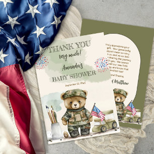 Eine kleine Soldat Teddybär-Baby-Party Dankeskarte
