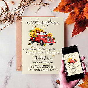 Eine kleine Sonnenblume ist auf dem Weg zur Babydu Einladung