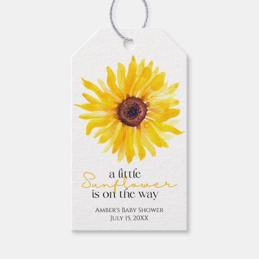 Eine kleine Sonnenblume ist auf der Spendenmarke " Geschenkanhänger (Vorderseite)