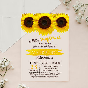 Eine kleine Sonnenblume ist unterwegs! Babyparty Acryleinladungen