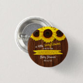 Eine kleine Sonnenblume ist unterwegs! Babyparty Button (Vorne & Hinten)