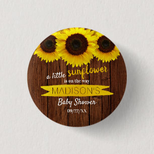Eine kleine Sonnenblume ist unterwegs! Babyparty Button