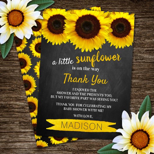 Eine kleine Sonnenblume ist unterwegs! Babyparty Dankeskarte