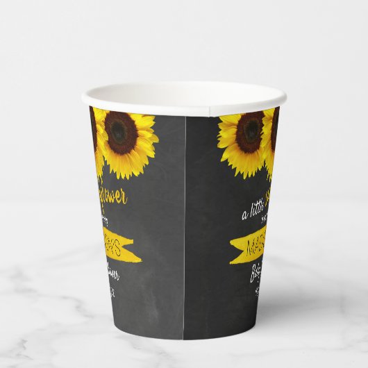 Eine kleine Sonnenblume ist unterwegs! Babyparty Pappbecher (Rechts)
