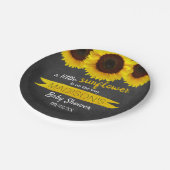 Eine kleine Sonnenblume ist unterwegs! Babyparty Pappteller (Schrägansicht)