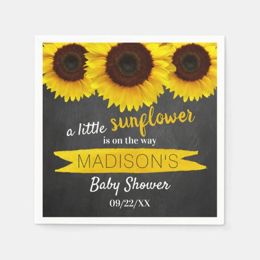 Eine kleine Sonnenblume ist unterwegs! Babyparty Serviette (Vorderseite)