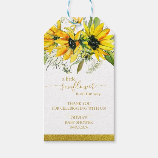 Eine kleine Sonnenblumendusche Geschenkanhänger (Vorderseite)