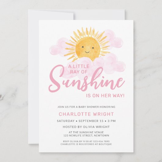 Eine kleine Sonnenstraße ist auf dem Weg zur Babyd Einladung (Vorderseite)