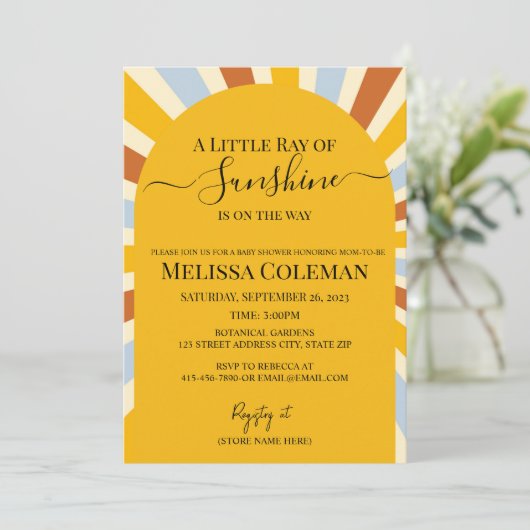 Eine kleine Sonnenstraße ist unterwegs Einladung (Stehend Vorderseite)