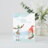 Eine kleine Sparkle Gnome Deer Holiday Postkarte v (Stehend Vorderseite)