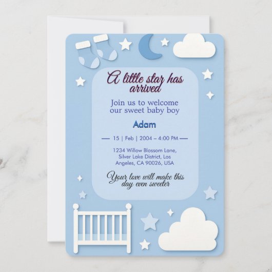 Eine kleine Star Baby Dusche lädt ein Einladung (Vorderseite)