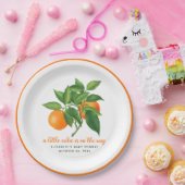 Eine kleine Süsse Baby Dusche Orange Citrus Blätte Pappteller (Party)