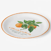 Eine kleine Süsse Baby Dusche Orange Citrus Blätte Pappteller (Schrägansicht)