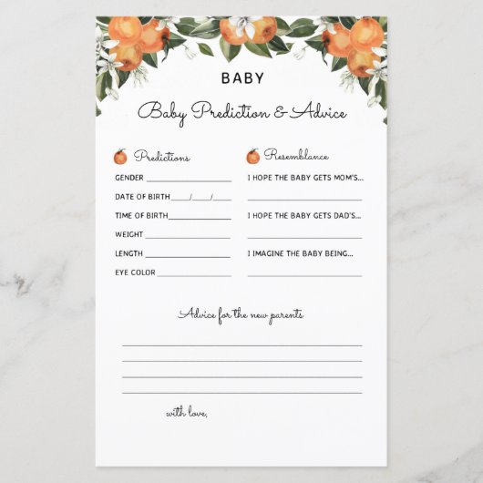 Eine kleine Süsse Baby Shower Games Vorhersage und (Vorderseite)