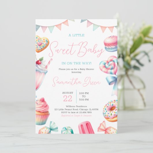 Eine kleine süße Babydusche Einladung (Stehend Vorderseite)