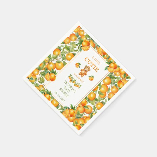 Eine kleine Süsse Bear Orange Babydusche Serviette (Ecke)