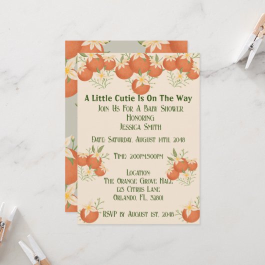 Eine kleine Süsse befindet sich auf dem Weg nach O Einladung (Vorderseite/Rückseite Beispiel)