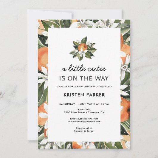 Eine kleine Süsse befindet sich auf der Way Citrus Einladung (Vorderseite)