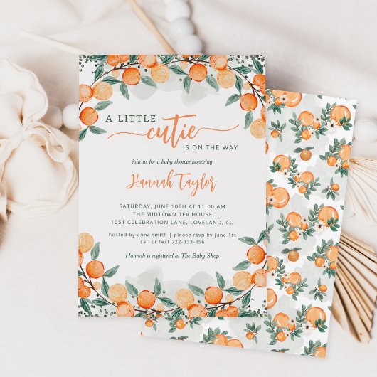 Eine kleine Süsse befindet sich auf der Way Orange Einladung