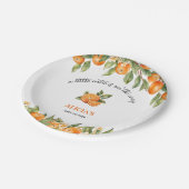 Eine kleine Süsse befindet sich auf der Way Orange Pappteller (Schrägansicht)