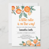 Eine kleine Süsse botanische Orangen Babydusche Einladung (Vorderseite)