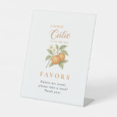 Eine kleine Süsse Citrus Baby Dusche Gefallen Tisc Sockelschild (Vorderseite)