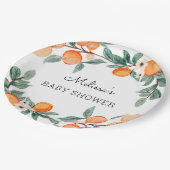 Eine kleine Süsse Citrus Baby Dusche Pappteller (Schrägansicht)