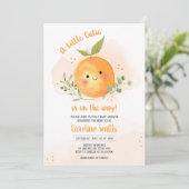 Eine kleine Süsse Citrus Orange Babydusche Einladung (Stehend Vorderseite)