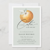 Eine kleine Süsse Citrus Orange Babydusche Einladung (Vorderseite)