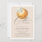 Eine kleine Süsse Citrus Orange Babydusche Einladung (Vorderseite)