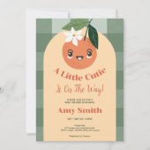 Eine kleine Süsse Citrus Orange Gingham Baby Dusch Einladung (Vorderseite)