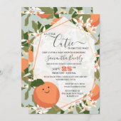 Eine kleine Süsse Citrus und Mint Green Baby Dusch Einladung (Vorne/Hinten)