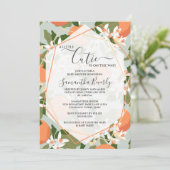 Eine kleine Süsse Citrus und Mint Green Baby Dusch Einladung (Stehend Vorderseite)