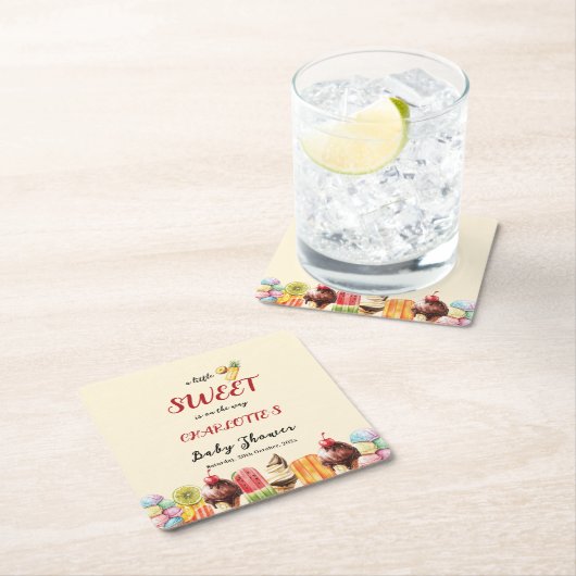 Eine kleine süße Dusche ist auf dem Weg zur Eiscre Rechteckiger Pappuntersetzer (Vor Ort)