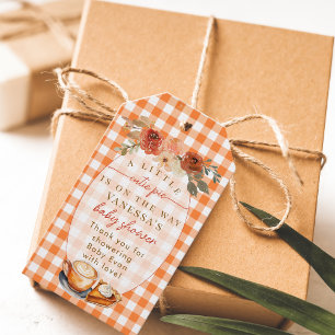Eine kleine süße Florale Herbst-Babyparty Geschenkanhänger