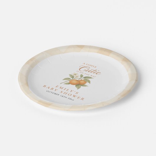 Eine kleine Süsse Gender Neutral Citrus Baby Dusch Pappteller (Schrägansicht)