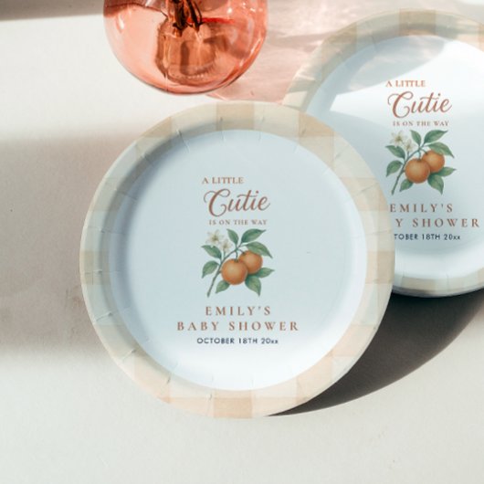 Eine kleine Süsse Gender Neutral Citrus Baby Dusch Pappteller