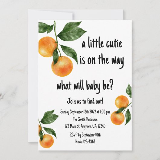 Eine kleine Süsse Geschlecht offenbart Einladung (Vorderseite)