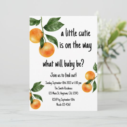 Eine kleine Süsse Geschlecht offenbart Einladung (Stehend Vorderseite)