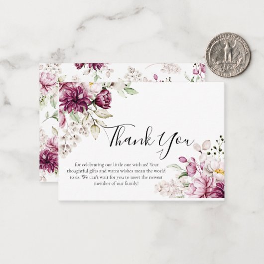 Eine kleine süße Girl-Babydusche Danke-Karte Mitteilungskarte (Vorderseite/Rückseite Beispiel)