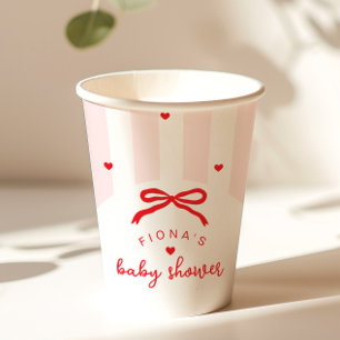 Eine kleine süße Herz-Schleife Kokette Babyparty Pappbecher