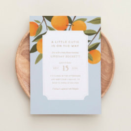 Eine kleine Süsse ist auf dem Weg Orangen Baby Dus Einladung