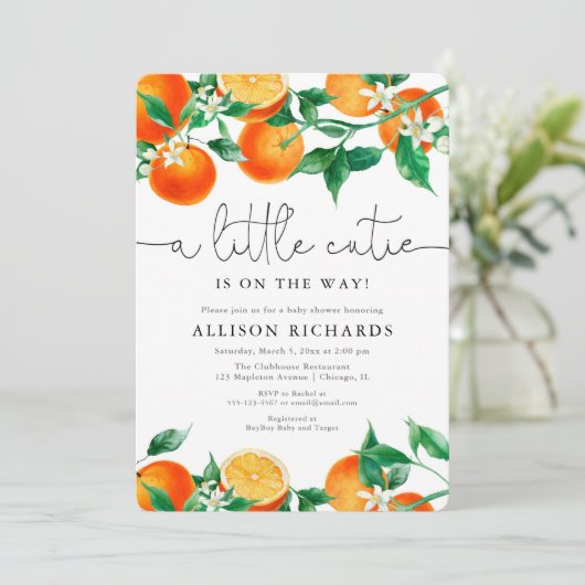 Eine kleine Süsse ist auf dem Weg Zitrusbrunnen Du Einladung (Stehend Vorderseite)