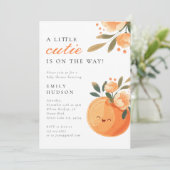 Eine kleine Süsse ist auf dem Weg zur Citrus Baby Einladung (Stehend Vorderseite)